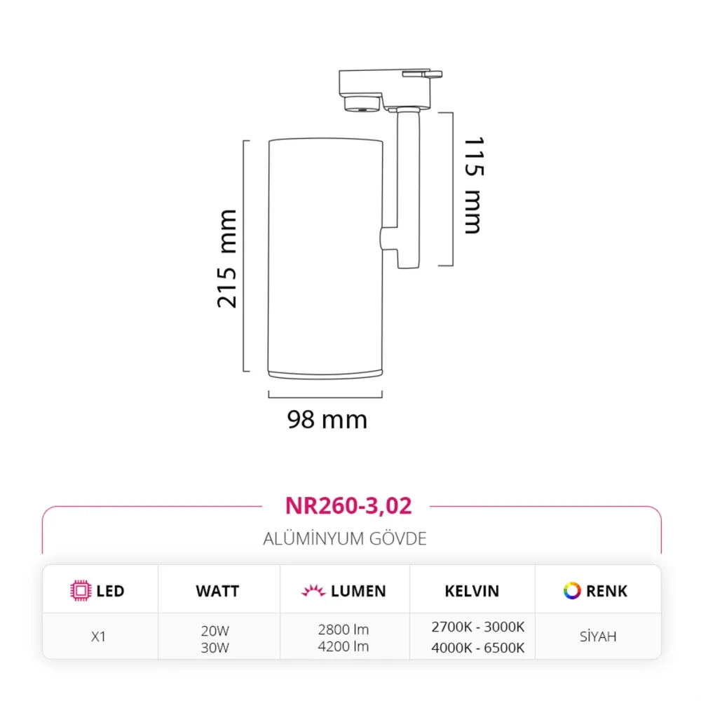 Nevo Dekoratif Ray Spot Siyah Nr260-3 — 5. görsel