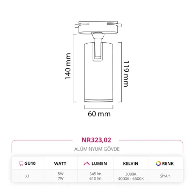 Nevo Dekoratif Ray Spot Siyah Nr323 — 5. görsel