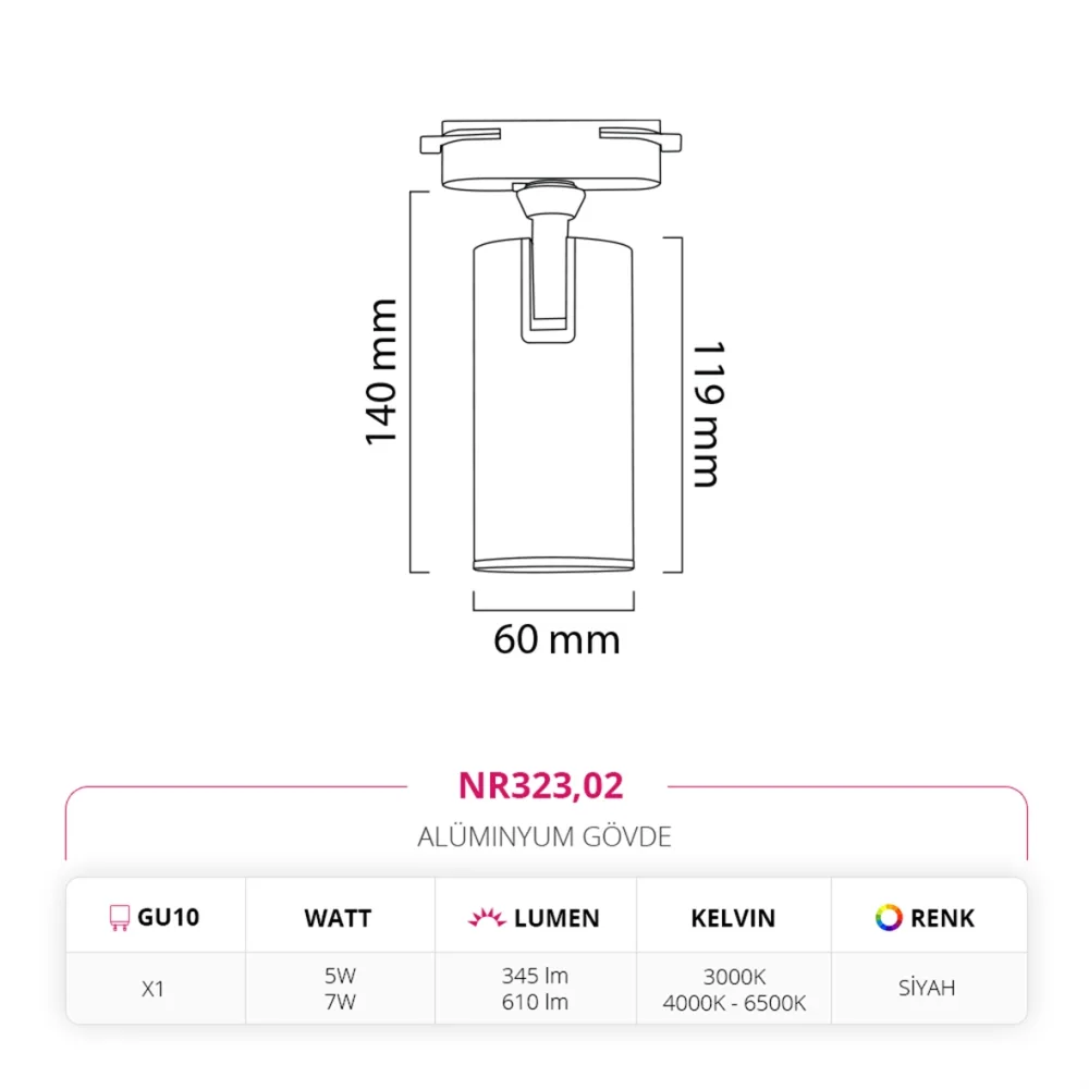 Nevo Dekoratif Ray Spot Siyah Nr323 — 5. görsel