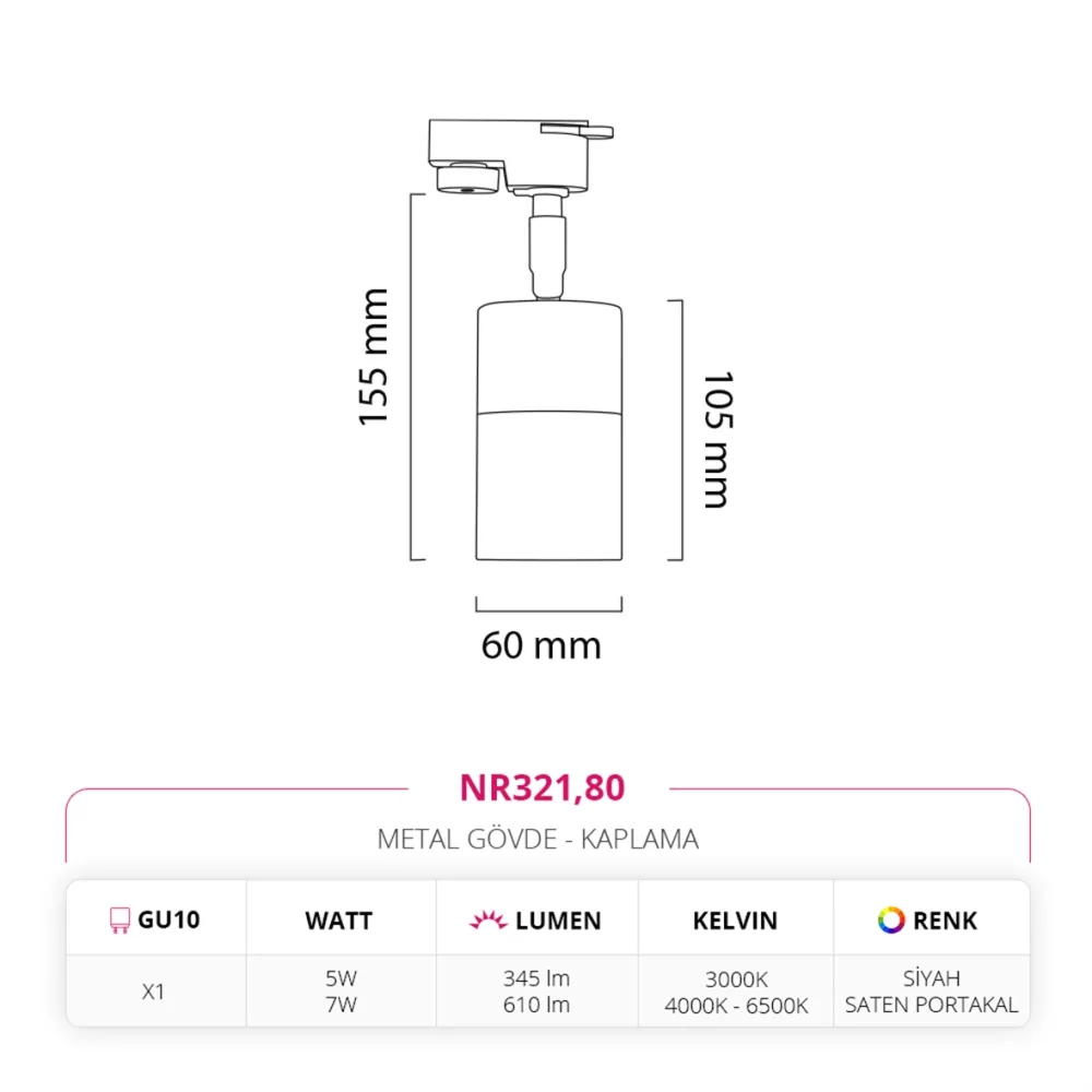Nevo Dekoratif Ray Spot Siyah Saten Portakal Nr321 — 4. görsel