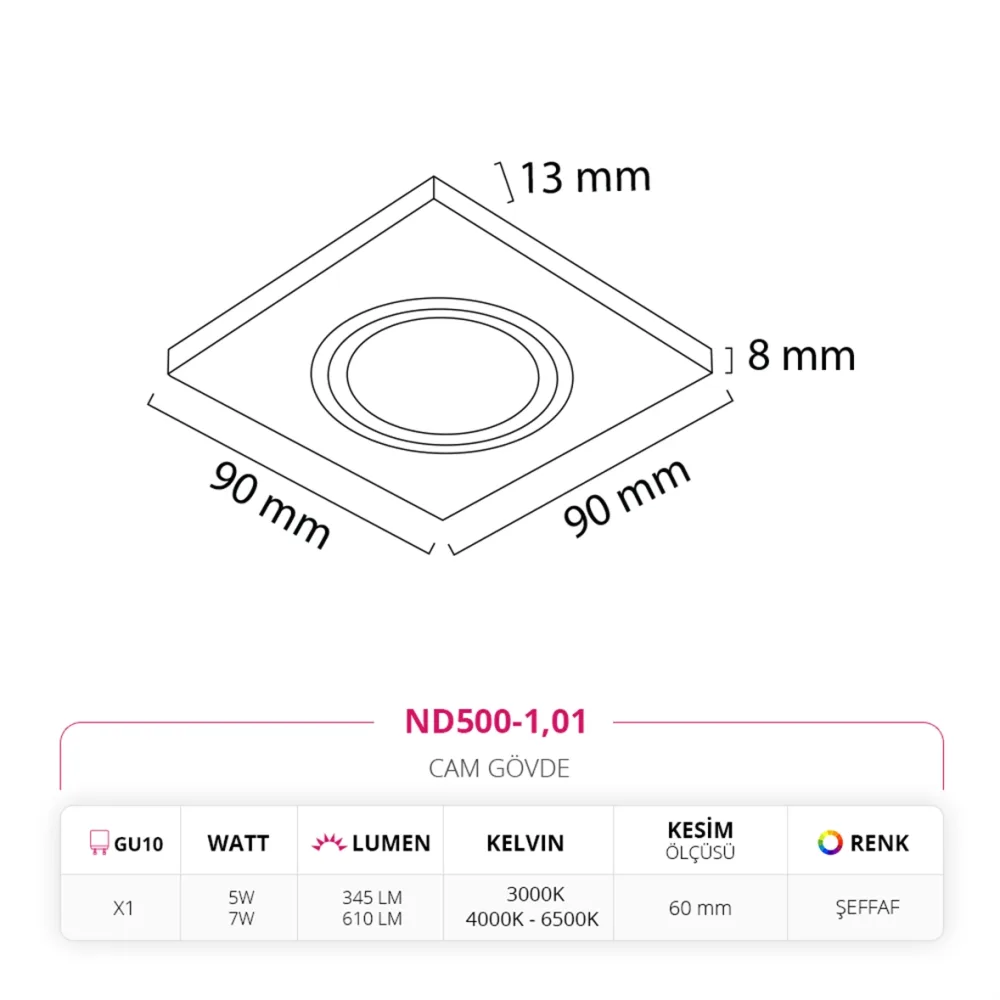 Nevo Sıva Altı Cam Spot Nd500-1 — 2. görsel
