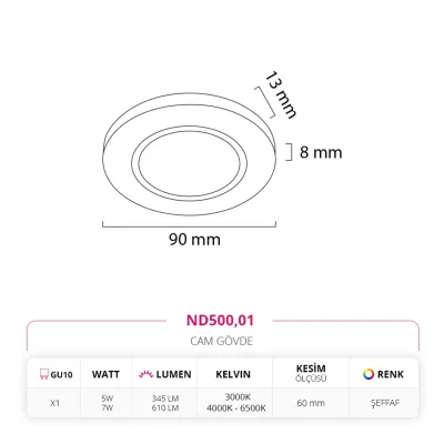 Nevo Sıva Altı Cam Spot Nd500 — 2. görsel