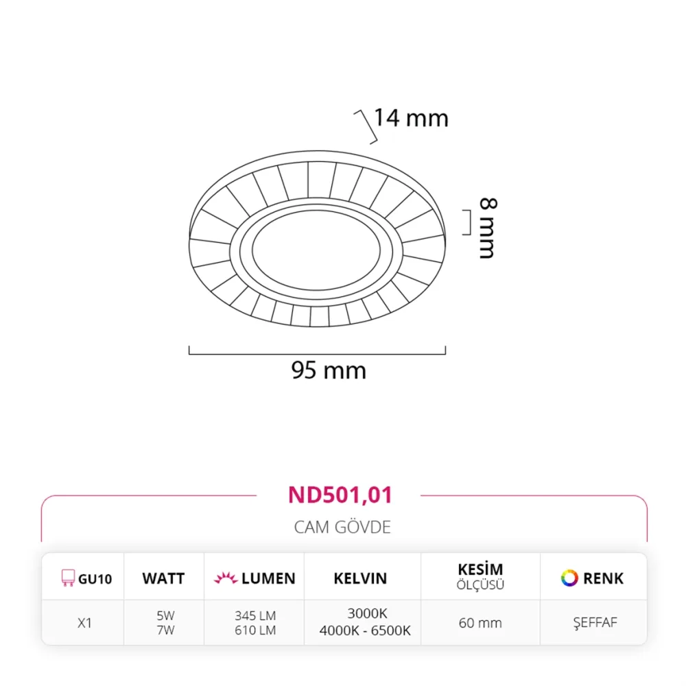 Nevo Sıva Altı Cam Spot Nd501 — 2. görsel