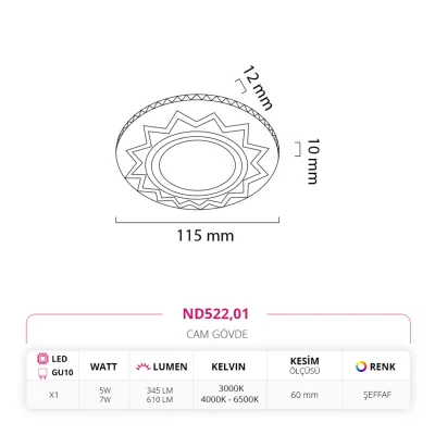 Nevo Sıva Altı Çerçeve Ledli Cam Spot Nd522 — 3. görsel