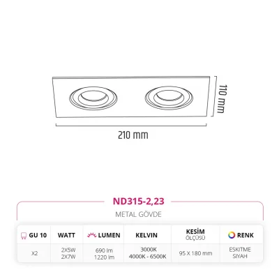 Nevo Sıva Altı İkili Led Spot Eskitme Nd315-2 — 3. görsel