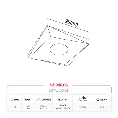 Nevo Sıva Altı Led Spot Bakır Nd346 — 2. görsel
