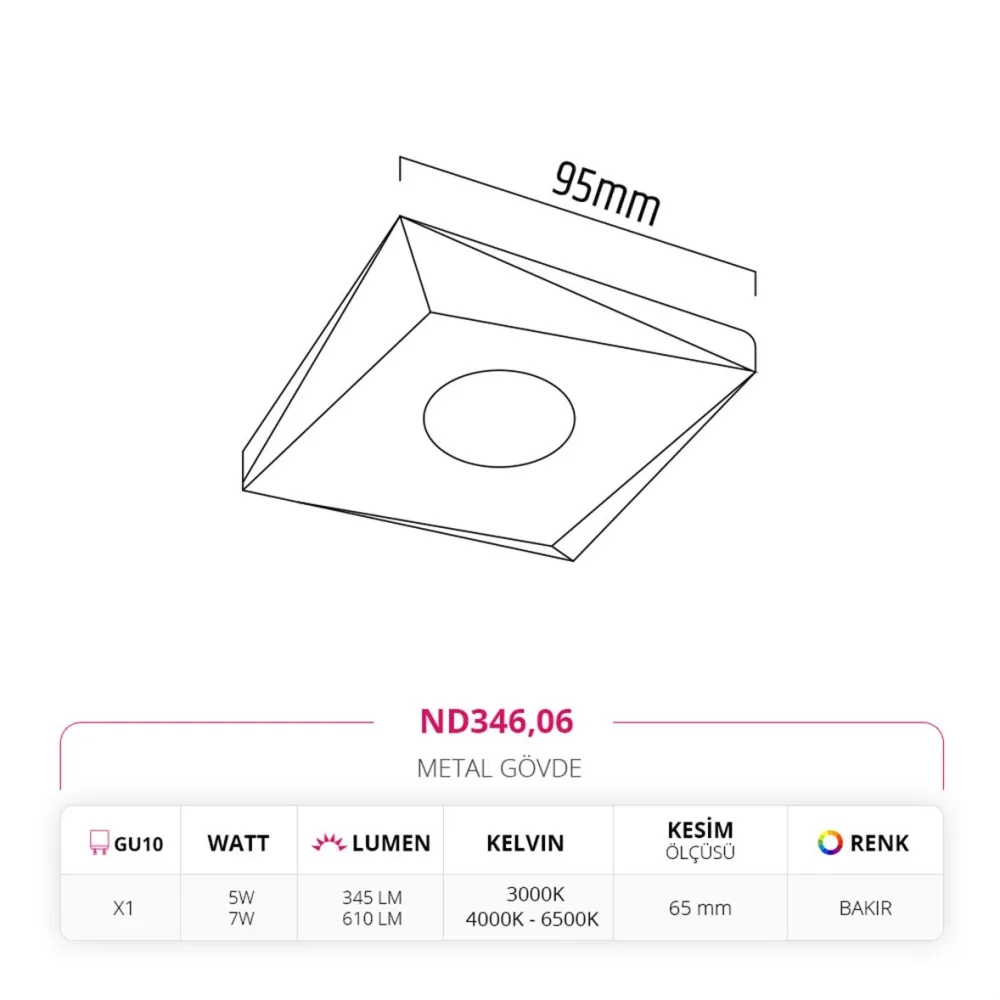 Nevo Sıva Altı Led Spot Bakır Nd346 — 2. görsel