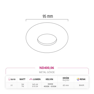 Nevo Sıva Altı Led Spot Bakır Nd400 — 2. görsel