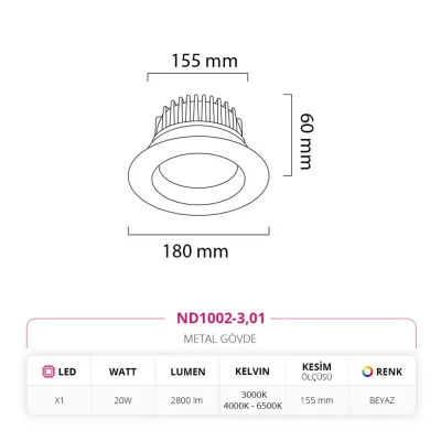 Nevo Sıva Altı Led Spot Beyaz Nd1002-3 — 3. görsel