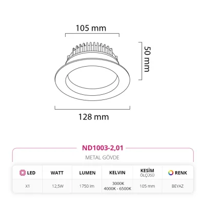 Nevo Sıva Altı Led Spot Beyaz Nd1003-2 — 3. görsel