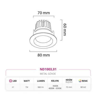 Nevo Sıva Altı Led Spot Beyaz Nd1003 — 3. görsel