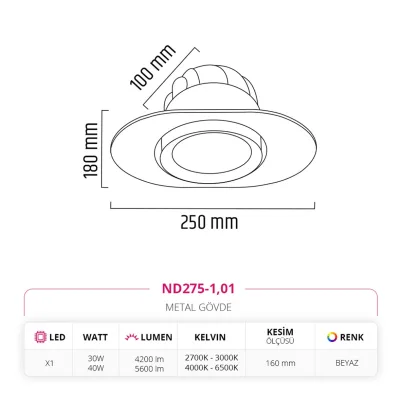 Nevo Sıva Altı Led Spot Beyaz Nd275-1 — 3. görsel