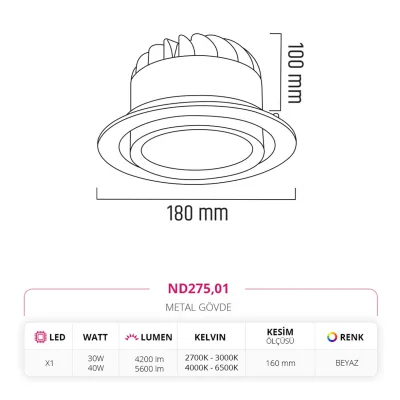 Nevo Sıva Altı Led Spot Beyaz Nd275 — 4. görsel