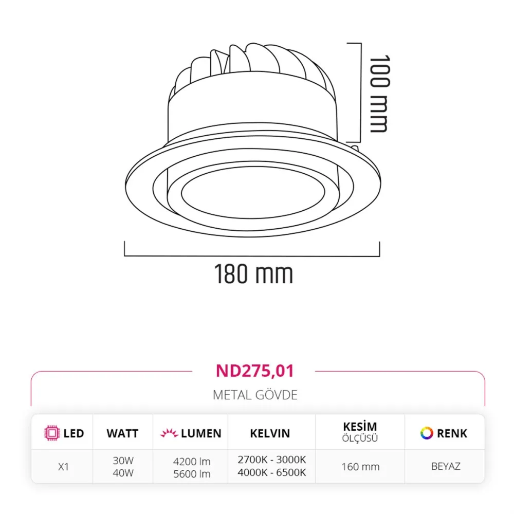 Nevo Sıva Altı Led Spot Beyaz Nd275 — 4. görsel