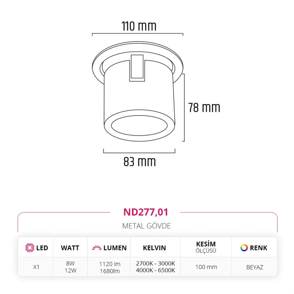 Nevo Sıva Altı Led Spot Beyaz Nd277 — 2. görsel