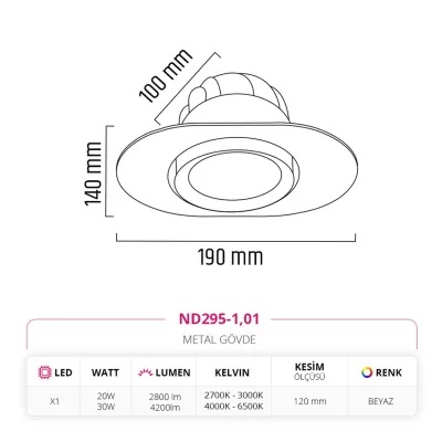 Nevo Sıva Altı Led Spot Beyaz Nd295-1 — 3. görsel