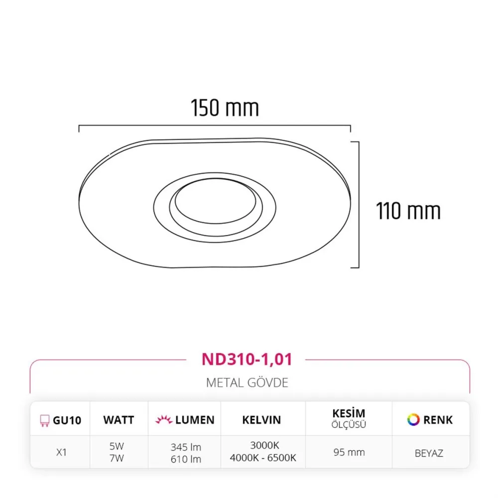 Nevo Sıva Altı Led Spot Beyaz Nd310-1 — 3. görsel