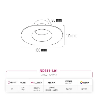 Nevo Sıva Altı Led Spot Beyaz Nd311-1 — 3. görsel