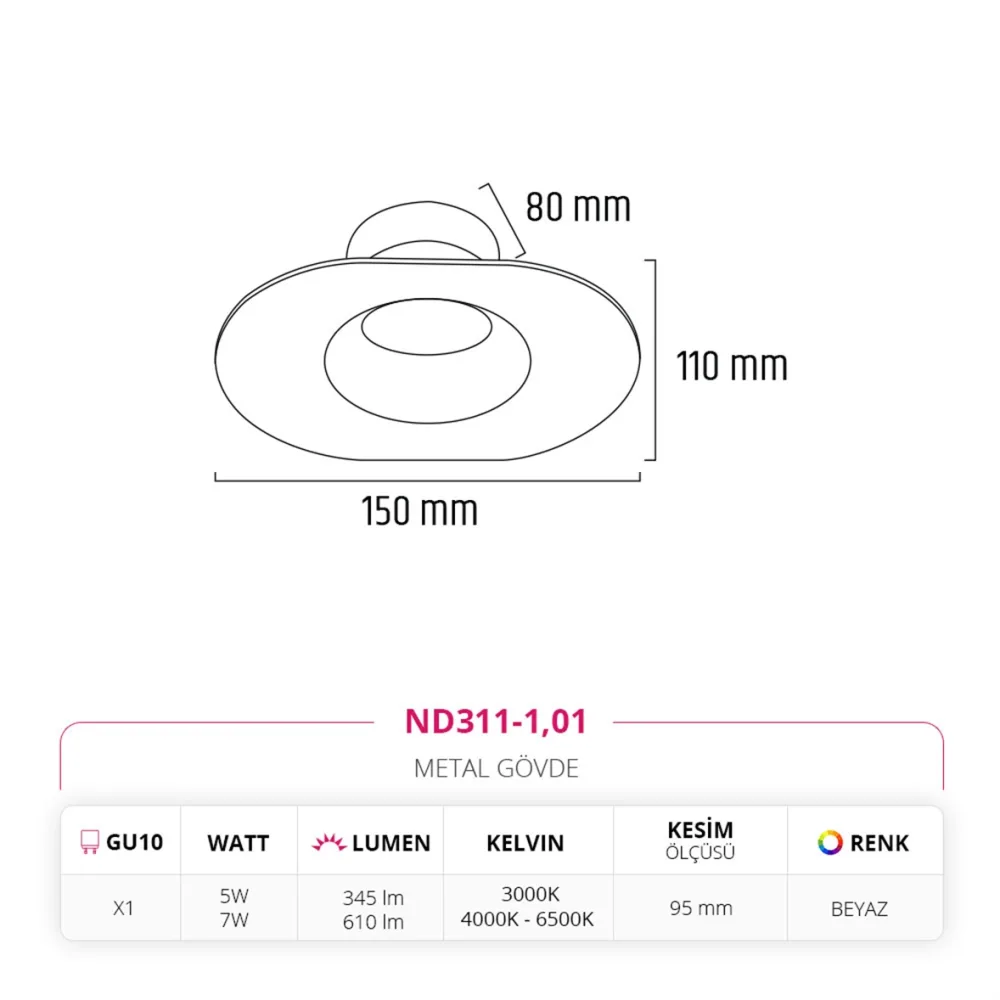 Nevo Sıva Altı Led Spot Beyaz Nd311-1 — 3. görsel