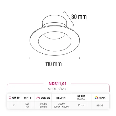 Nevo Sıva Altı Led Spot Beyaz Nd311 — 3. görsel