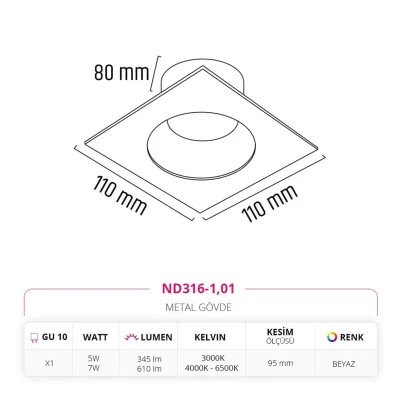 Nevo Sıva Altı Led Spot Beyaz Nd316-1 — 3. görsel