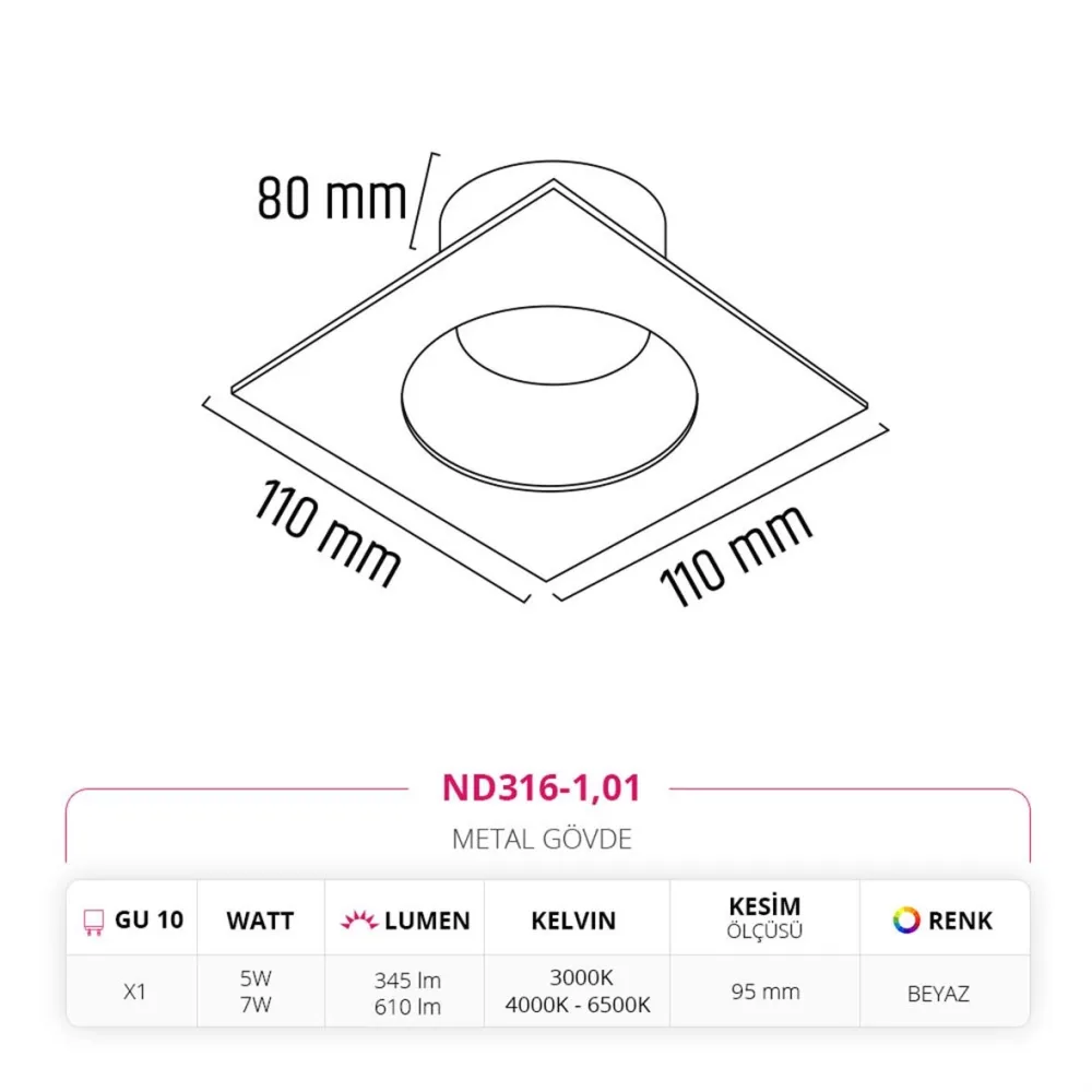 Nevo Sıva Altı Led Spot Beyaz Nd316-1 — 3. görsel