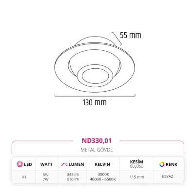Nevo Sıva Altı Led Spot Beyaz Nd330 — 3. görsel