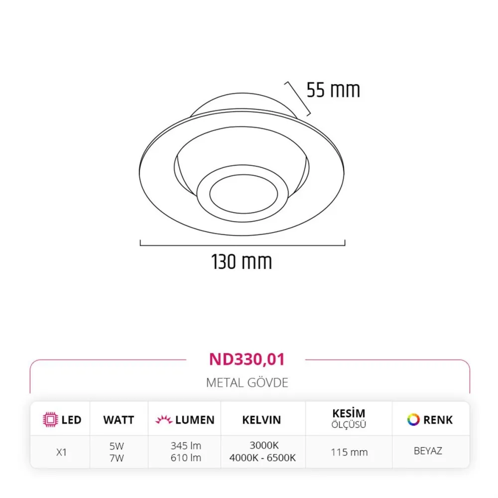 Nevo Sıva Altı Led Spot Beyaz Nd330 — 3. görsel