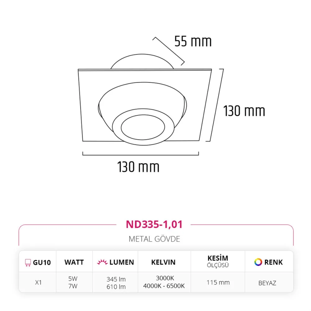 Nevo Sıva Altı Led Spot Beyaz Nd335-1 — 3. görsel