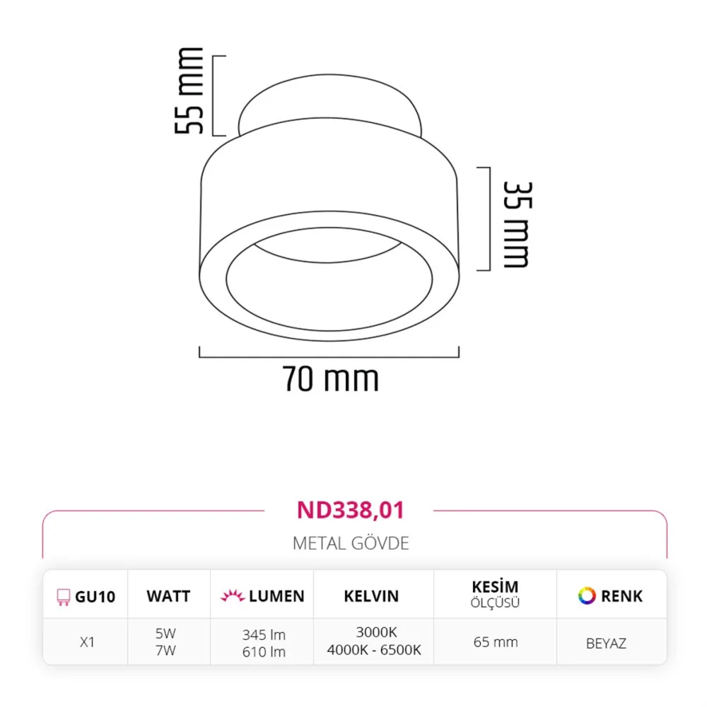 Nevo Sıva Altı Led Spot Beyaz Nd338 — 2. görsel