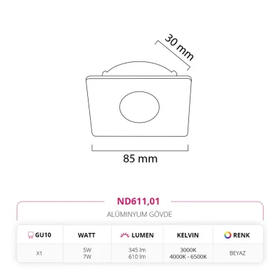 Nevo Sıva Altı Led Spot Beyaz Nd611 — 3. görsel