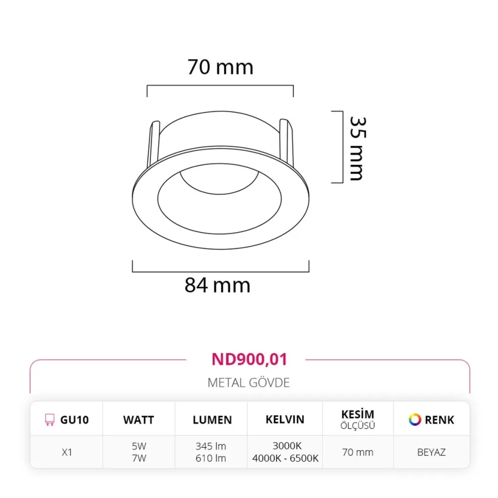 Nevo Sıva Altı Led Spot Beyaz Nd900 — 3. görsel