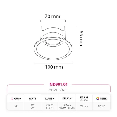 Nevo Sıva Altı Led Spot Beyaz Nd901 — 3. görsel