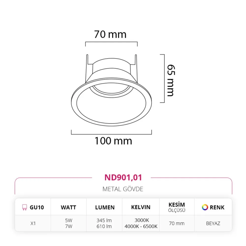 Nevo Sıva Altı Led Spot Beyaz Nd901 — 3. görsel
