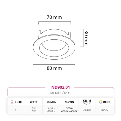 Nevo Sıva Altı Led Spot Beyaz Nd902 — 3. görsel