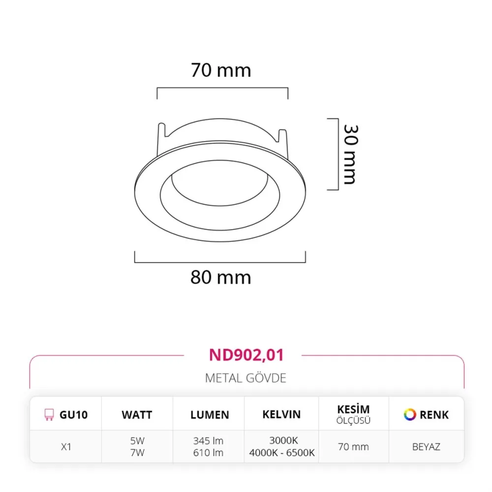 Nevo Sıva Altı Led Spot Beyaz Nd902 — 3. görsel
