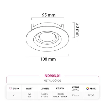 Nevo Sıva Altı Led Spot Beyaz Nd903 — 3. görsel