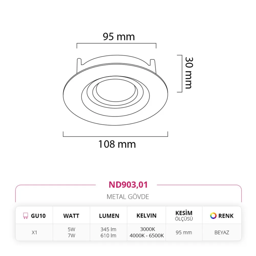 Nevo Sıva Altı Led Spot Beyaz Nd903 — 3. görsel
