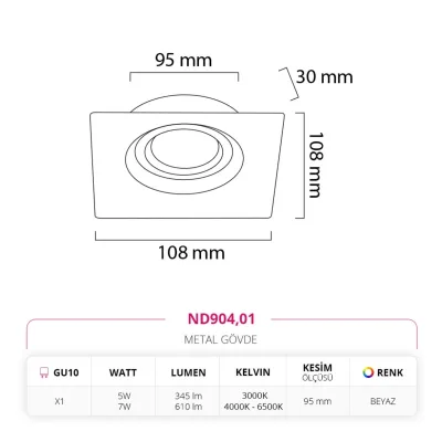 Nevo Sıva Altı Led Spot Beyaz Nd904 — 4. görsel