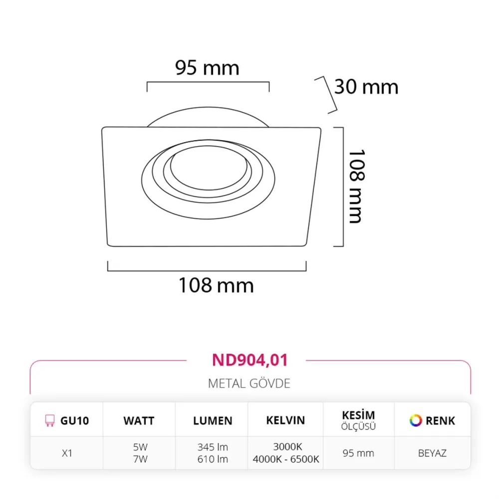 Nevo Sıva Altı Led Spot Beyaz Nd904 — 4. görsel