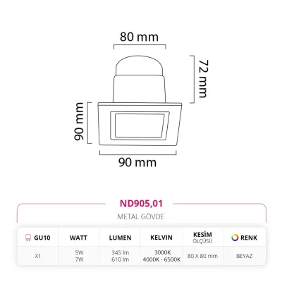 Nevo Sıva Altı Led Spot Beyaz Nd905 — 4. görsel