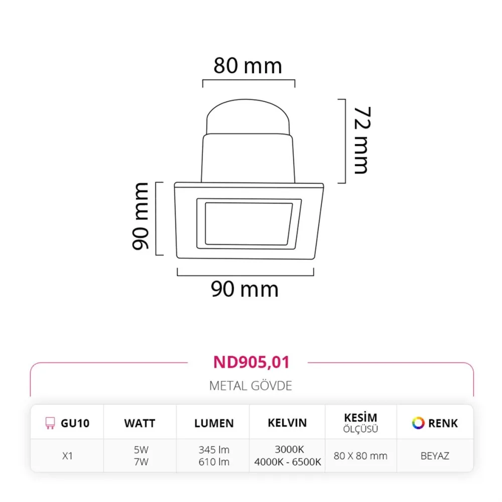 Nevo Sıva Altı Led Spot Beyaz Nd905 — 4. görsel
