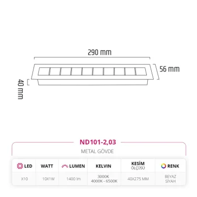Nevo Sıva Altı Led Spot Beyaz Siyah Nd101-2 — 3. görsel