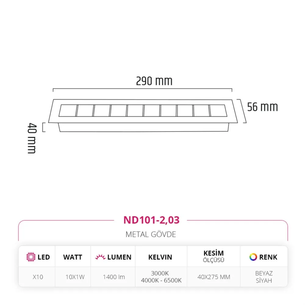 Nevo Sıva Altı Led Spot Beyaz Siyah Nd101-2 — 3. görsel
