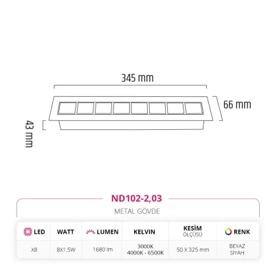 Nevo Sıva Altı Led Spot Beyaz Siyah Nd102-2 — 3. görsel