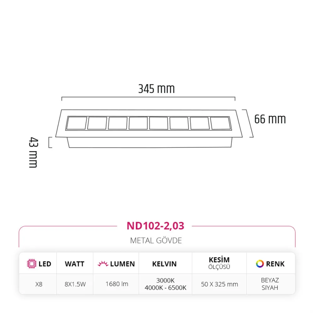 Nevo Sıva Altı Led Spot Beyaz Siyah Nd102-2 — 3. görsel
