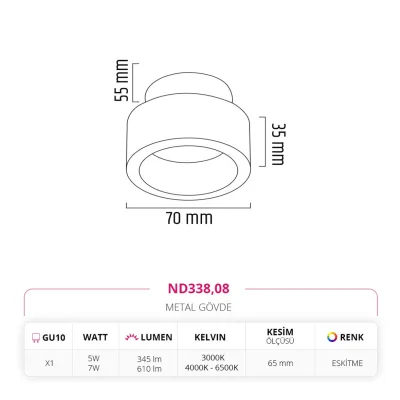 Nevo Sıva Altı Led Spot Eskitme Nd338 — 2. görsel
