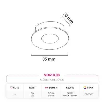 Nevo Sıva Altı Led Spot Eskitme Nd610 — 2. görsel