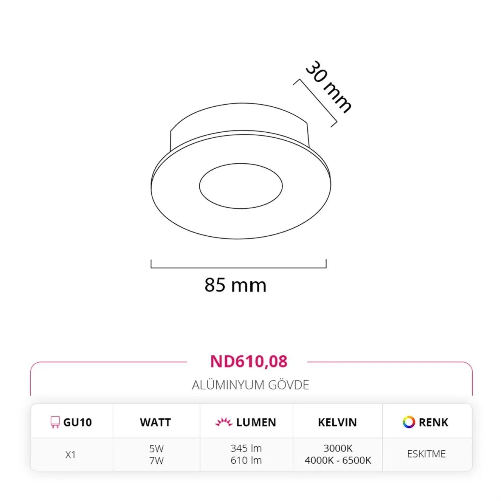 Nevo Sıva Altı Led Spot Eskitme Nd610 — 2. görsel