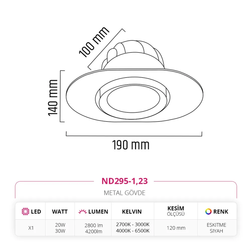 Nevo Sıva Altı Led Spot Eskitme Siyah Nd295-1 — 3. görsel